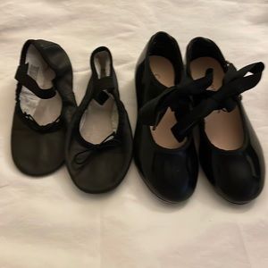 Toddler size 10 black Tap shoes and ballet shoes